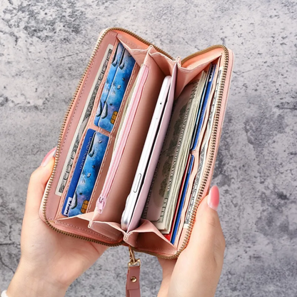Geometric Long Wallet Large Capacity Wristlet Purse for Everyday Organization