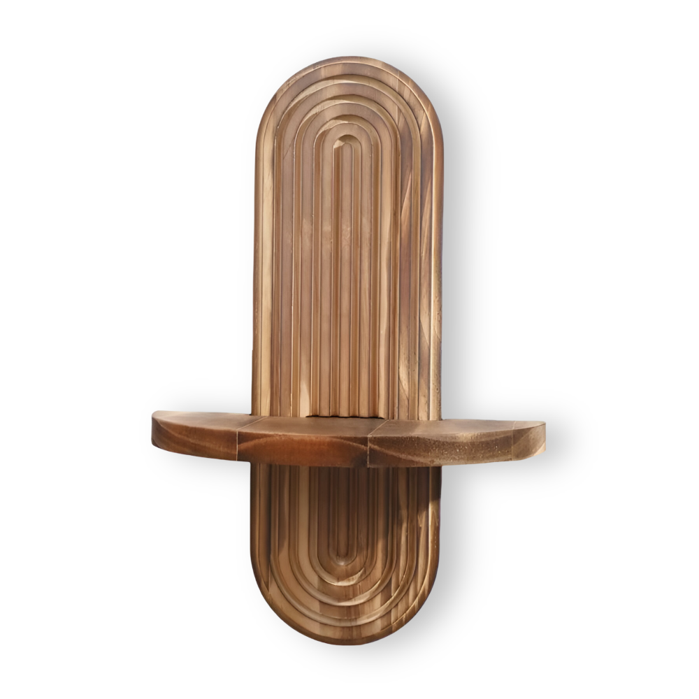 Geometric Rattan Wall Shelf Boho Floating Display Shelf