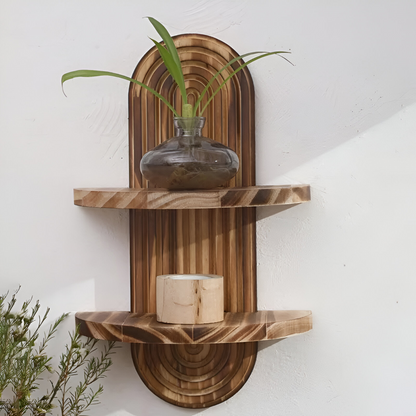 Geometric Rattan Wall Shelf Boho Floating Display Shelf