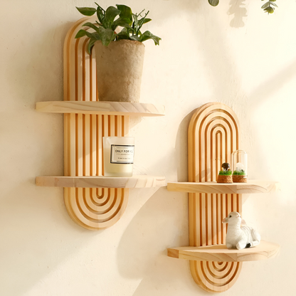 Geometric Wooden Wall Shelf Floating Display Storage Rack