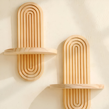 Geometric Wooden Wall Shelf Floating Display Storage Rack