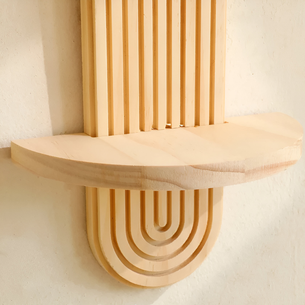 Geometric Wooden Wall Shelf Floating Display Storage Rack