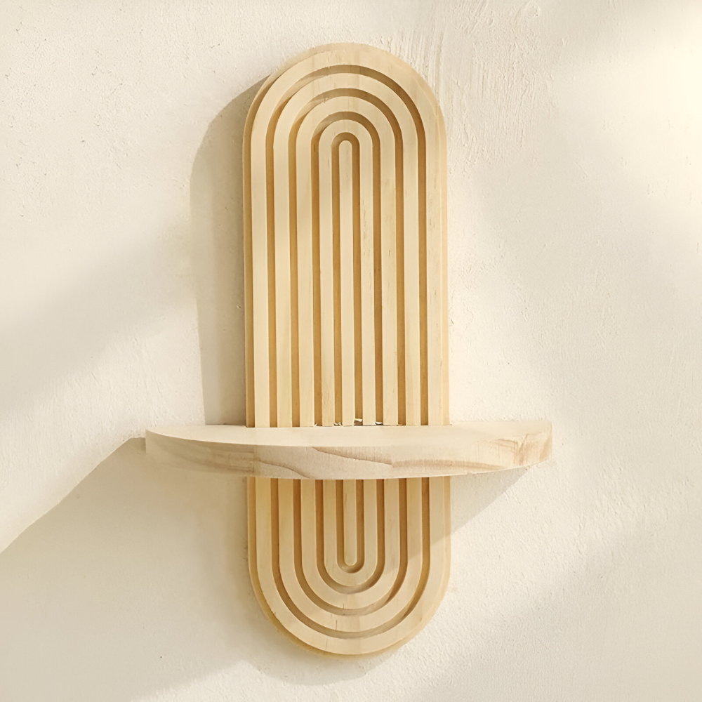 Geometric Wooden Wall Shelf Floating Display Storage Rack