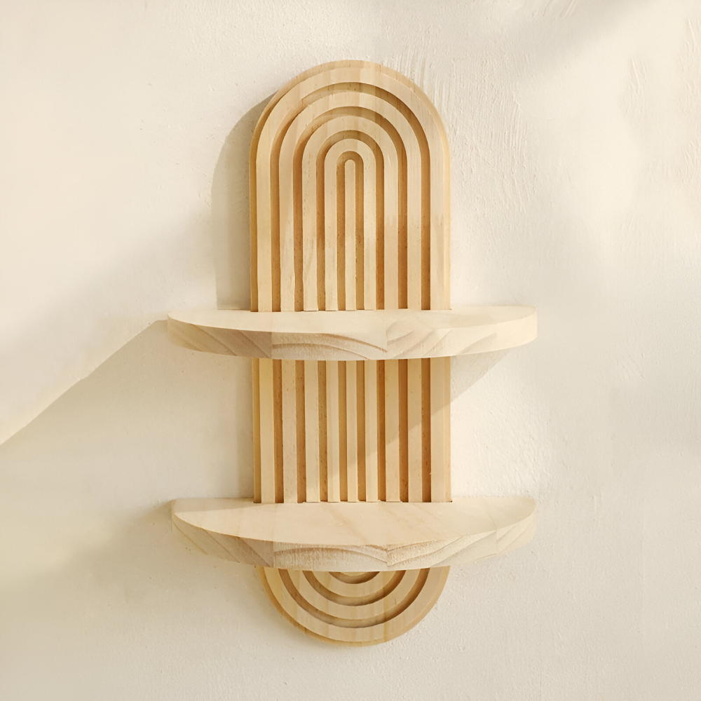 Geometric Wooden Wall Shelf Floating Display Storage Rack