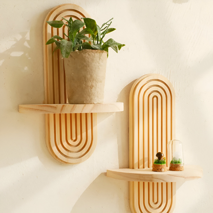 Geometric Wooden Wall Shelf Floating Display Storage Rack