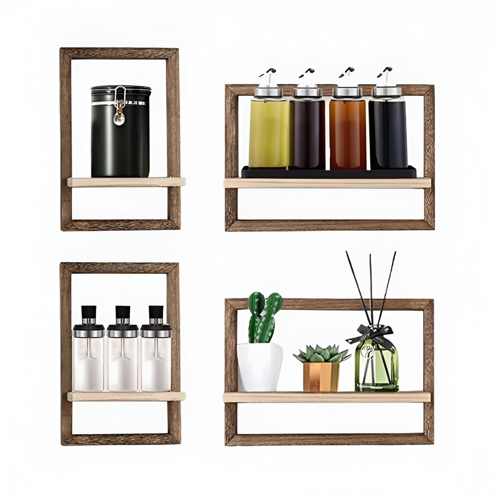 Geometric Wooden Wall Shelf Floating Storage Display Rack