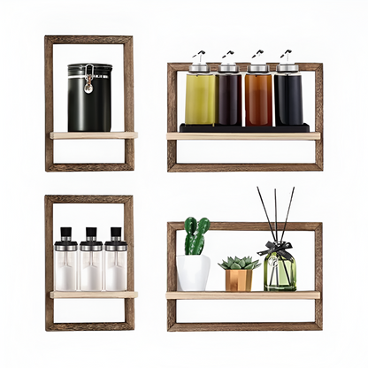 Geometric Wooden Wall Shelf Floating Storage Display Rack