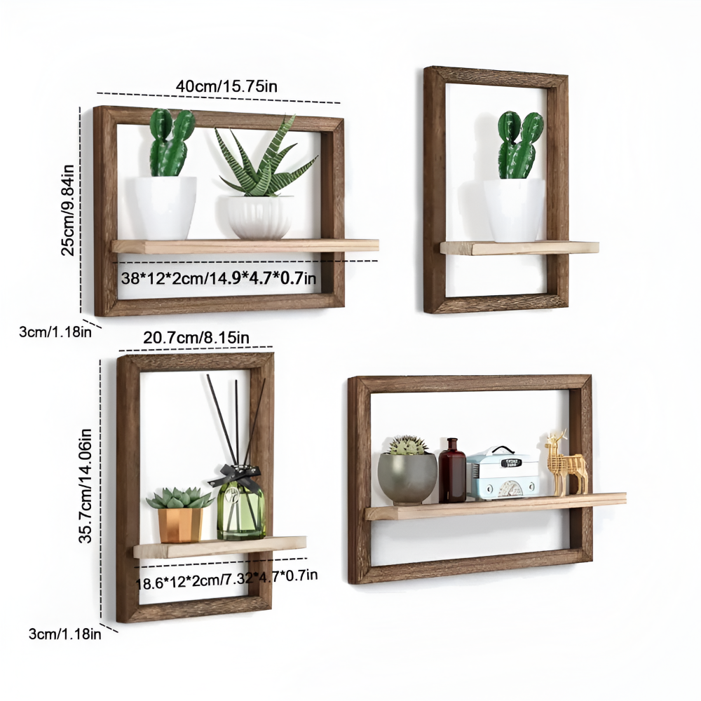 Geometric Wooden Wall Shelf Floating Storage Display Rack