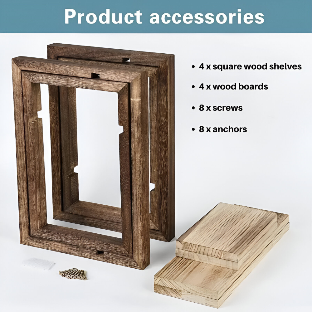 Geometric Wooden Wall Shelf Floating Storage Display Rack