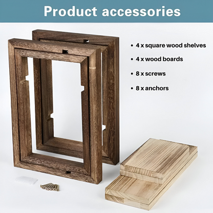 Geometric Wooden Wall Shelf Floating Storage Display Rack