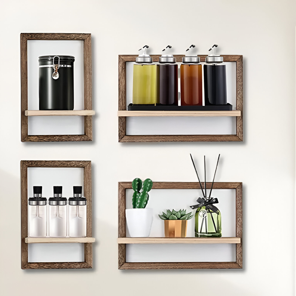 Geometric Wooden Wall Shelf Floating Storage Display Rack