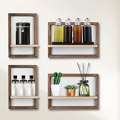 Geometric Wooden Wall Shelf Floating Storage Display Rack