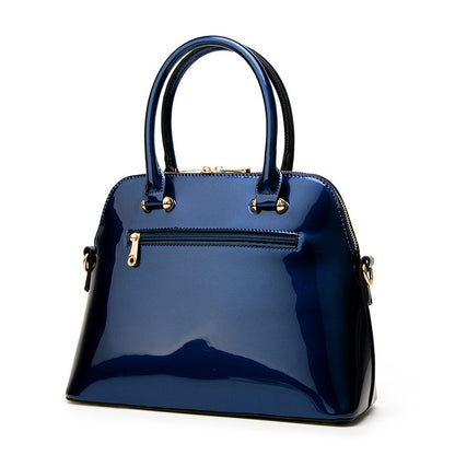 Glossy Zip Handbag Women Elegant Shoulder Tote