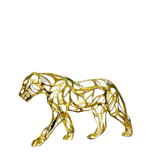 Golden Leopard Sculpture Luxury Metal Animal Home Decor