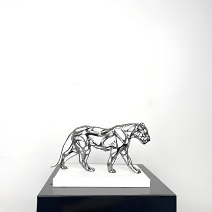 Golden Leopard Sculpture Luxury Metal Animal Home Decor