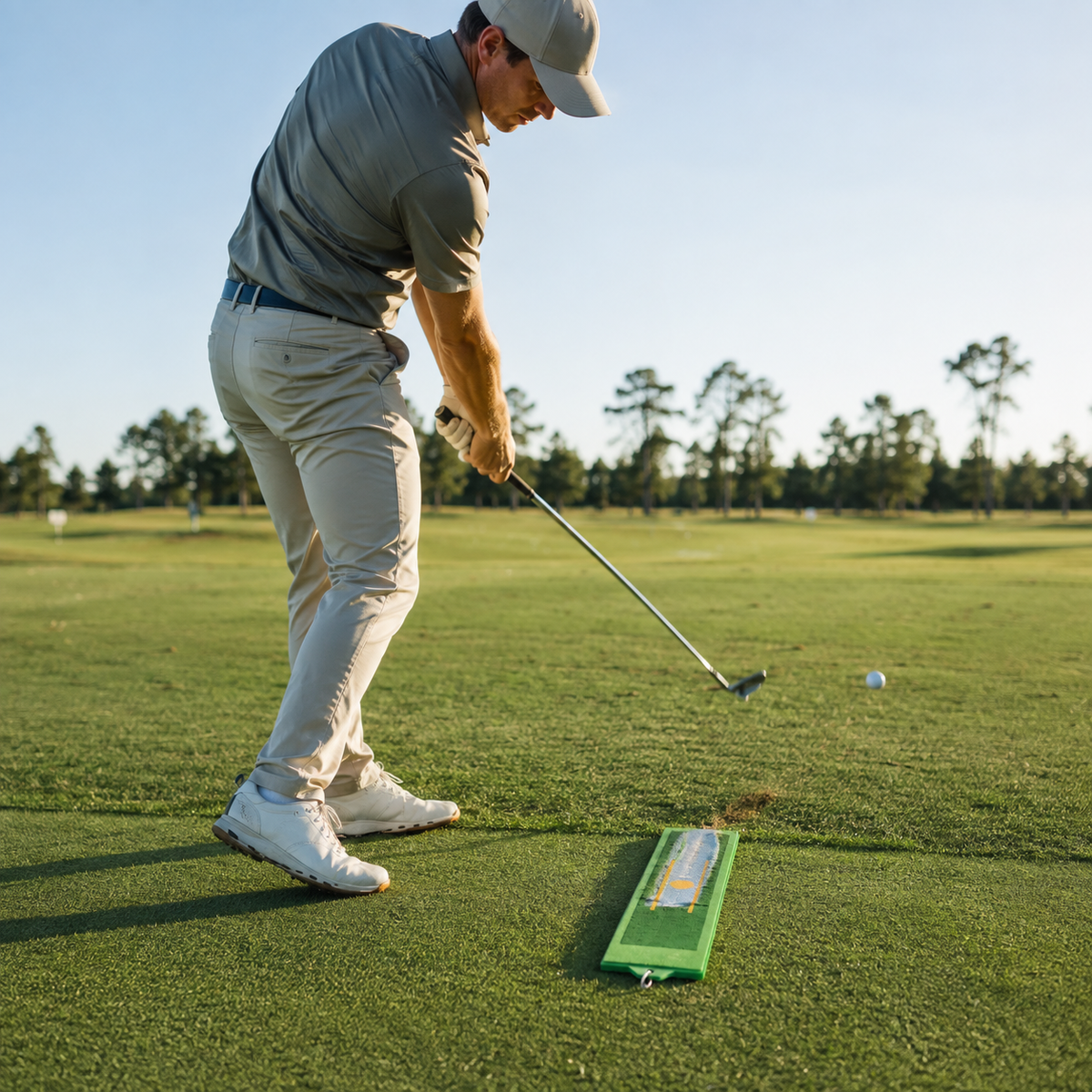 Golf Swing Trainer with Visual Divot Feedback for Swing Path and Contact Practice