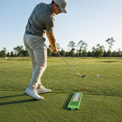 Golf Swing Trainer with Visual Divot Feedback for Swing Path and Contact Practice