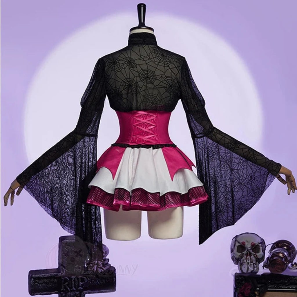Gothic Vampire Long Sleeve Dress Halloween Costume Outfit for Women