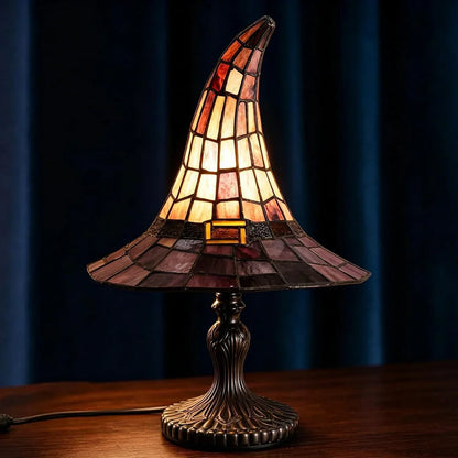 Gotisk troldmandshat-bordlampe, Halloween-dekorationslys, USB-drevet pynt