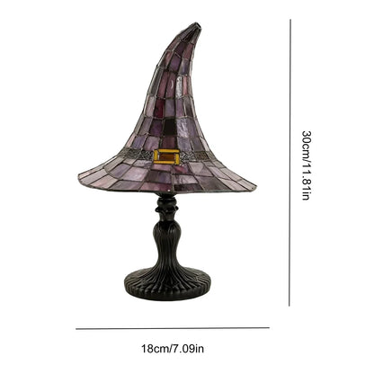 Gotisk troldmandshat-bordlampe, Halloween-dekorationslys, USB-drevet pynt