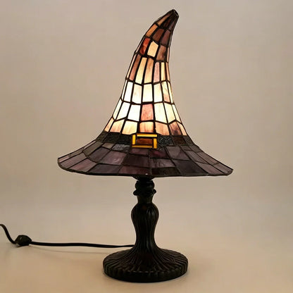 Gotisk troldmandshat-bordlampe, Halloween-dekorationslys, USB-drevet pynt