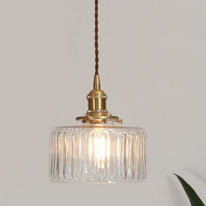 Green Glass Cylinder Pendant Light with Adjustable Hanging