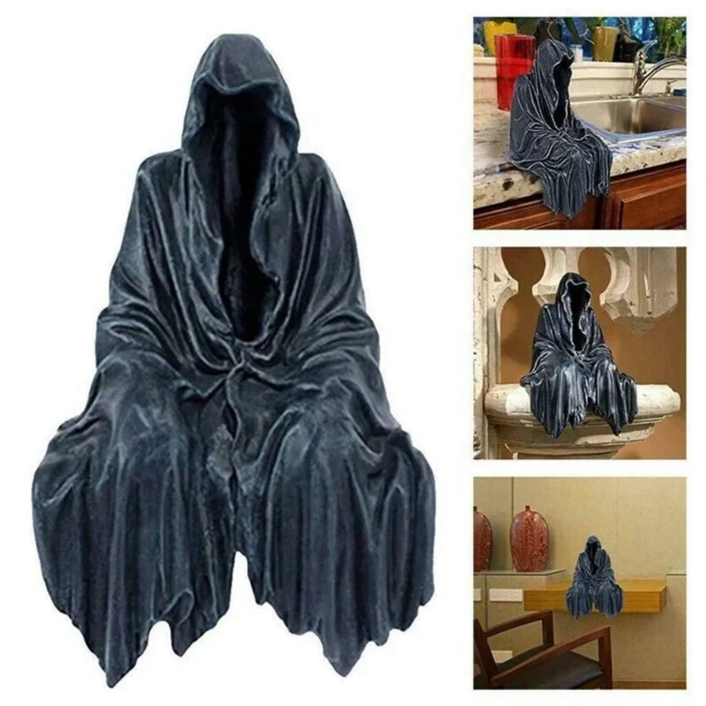 Grim Reaper Statue Compact Halloween Tabletop Gothic Decor