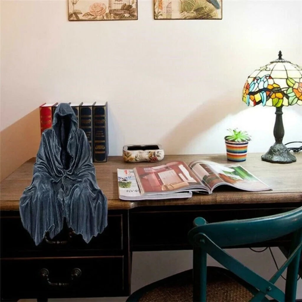 Grim Reaper Statue Compact Halloween Tabletop Gothic Decor