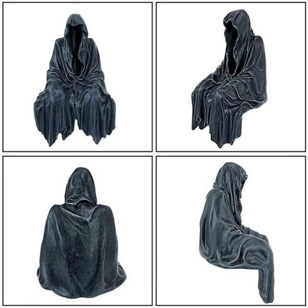 Grim Reaper Statue Compact Halloween Tabletop Gothic Decor