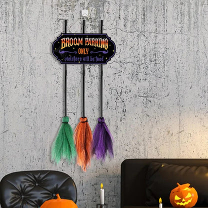 Halloween Broom Parking Sign Funny Outdoor Door Wall Garden Decor
