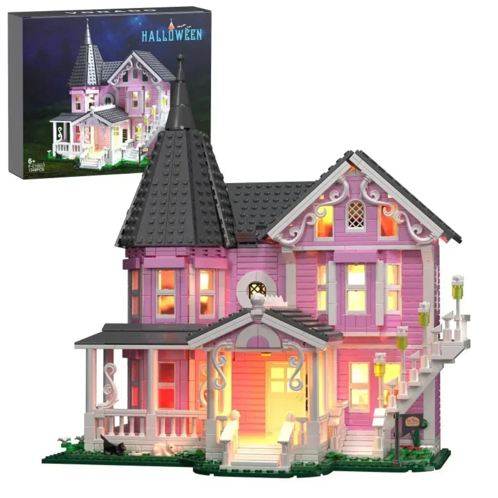 Halloween Building Block Set 1349 Pieces with Lights Haunted House Toy