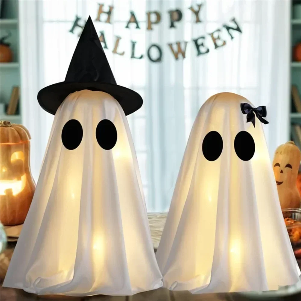 Halloween Ghost Figures 2 Piece White Indoor Spooky Home Decorations