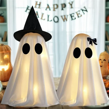 Halloween Ghost Figures 2 Piece White Indoor Spooky Home Decorations