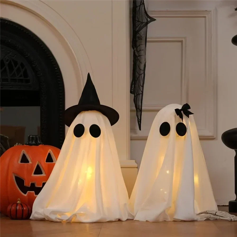 Halloween Ghost Figures 2 Piece White Indoor Spooky Home Decorations