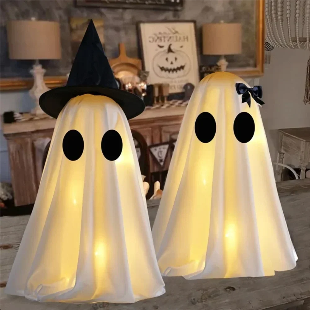 Halloween Ghost Figures 2 Piece White Indoor Spooky Home Decorations