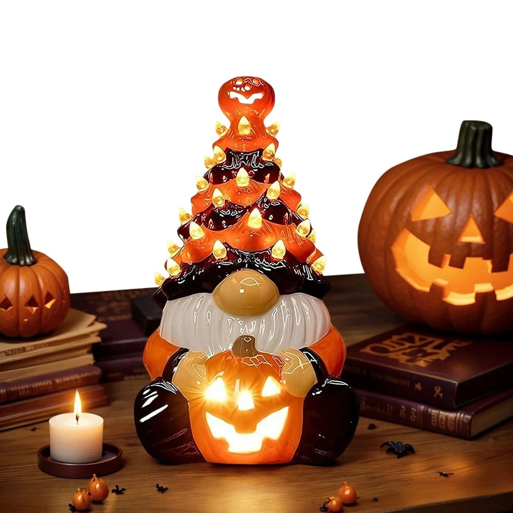 Kabouterbeeldje voor Halloween met LED-verlichting, decoratieve tuin- en woondecoratie