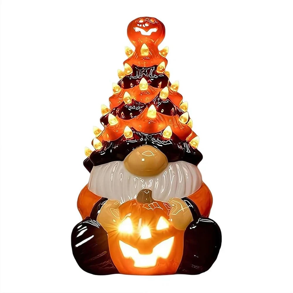 Kabouterbeeldje voor Halloween met LED-verlichting, decoratieve tuin- en woondecoratie