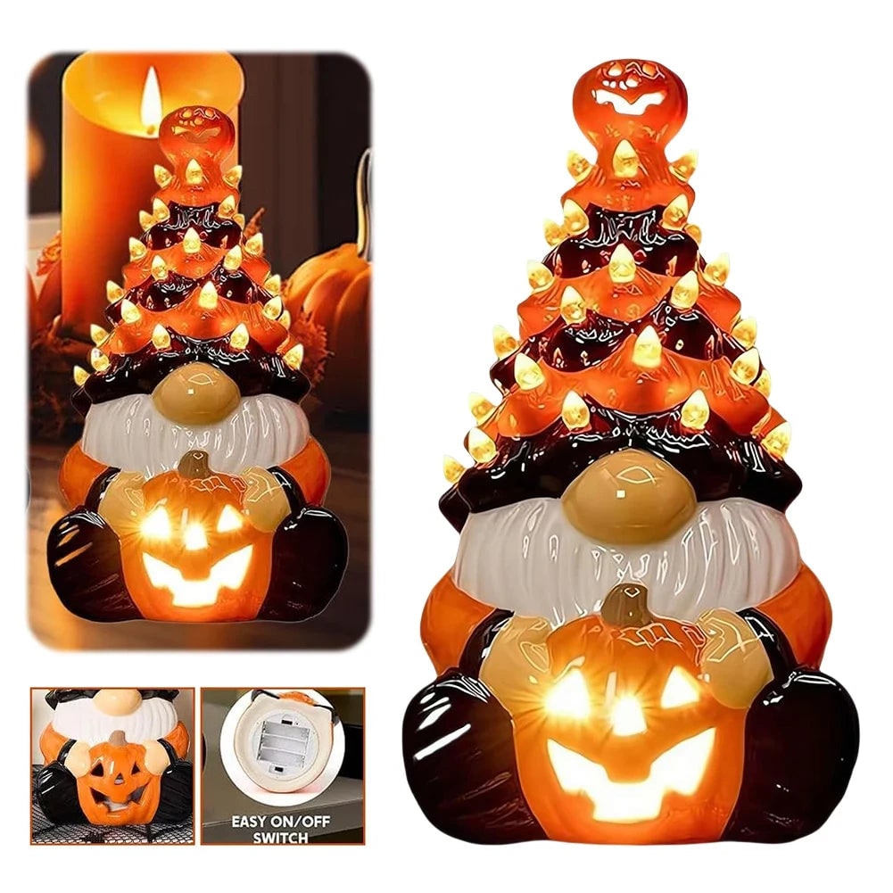 Kabouterbeeldje voor Halloween met LED-verlichting, decoratieve tuin- en woondecoratie