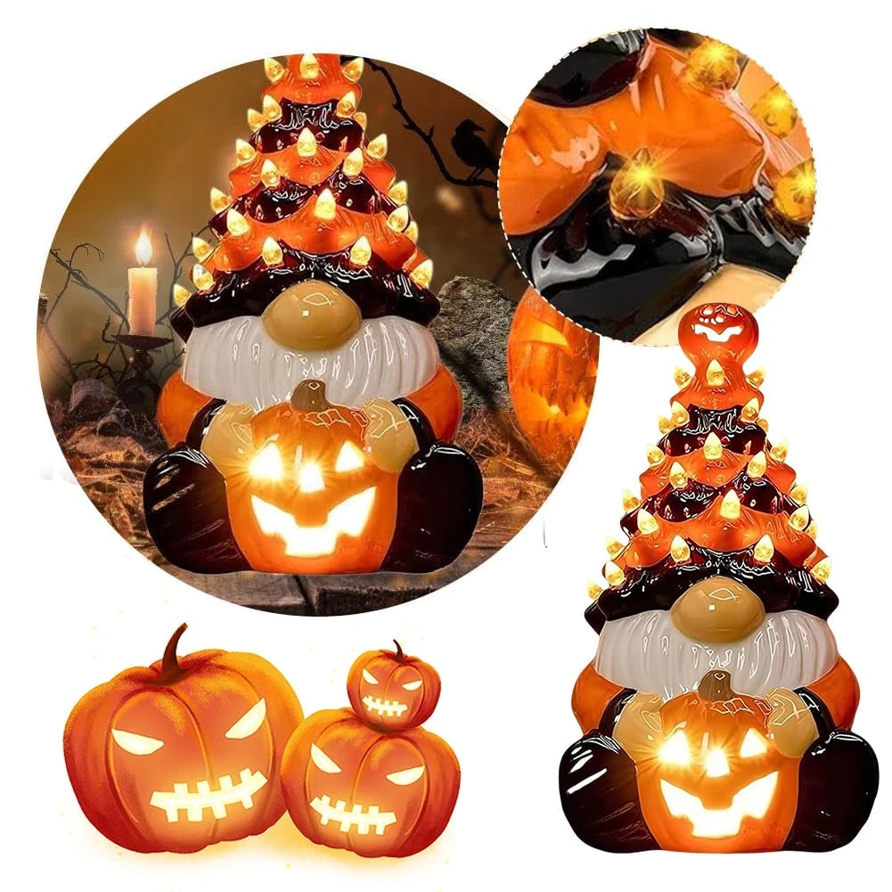 Kabouterbeeldje voor Halloween met LED-verlichting, decoratieve tuin- en woondecoratie