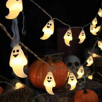 LED-lichtslinger voor Halloween met pompoenen, spook, schedel en oogbol, hangdecoratie