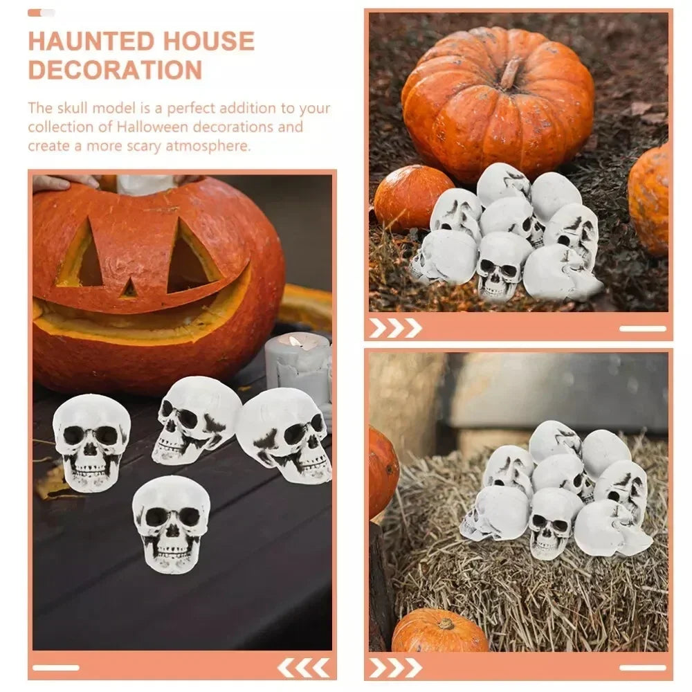 Halloween-miniskelethoveder, 10 stk., uhyggelig pynt til hjem og fest