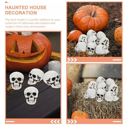 Halloween-miniskelethoveder, 10 stk., uhyggelig pynt til hjem og fest