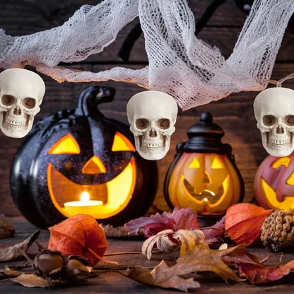 Halloween-miniskelethoveder, 10 stk., uhyggelig pynt til hjem og fest