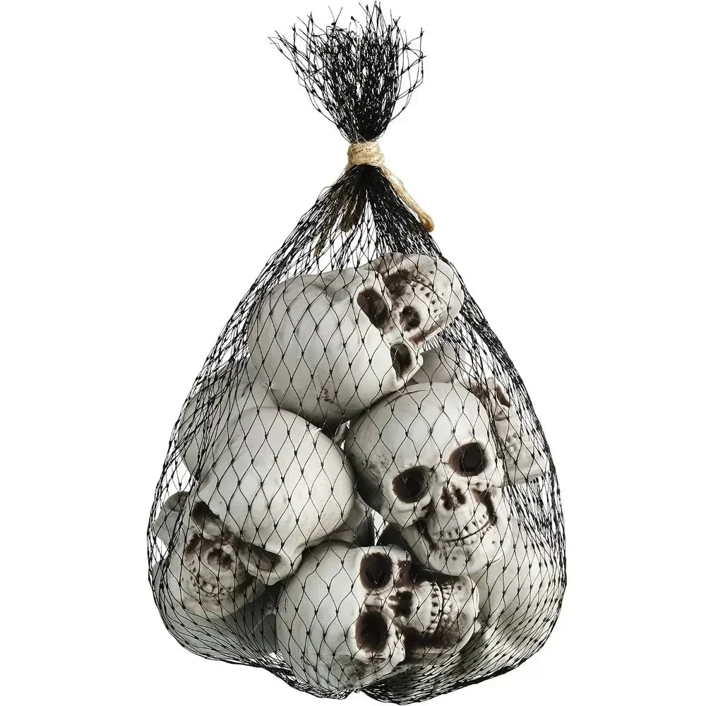 Halloween-miniskelethoveder, 10 stk., uhyggelig pynt til hjem og fest