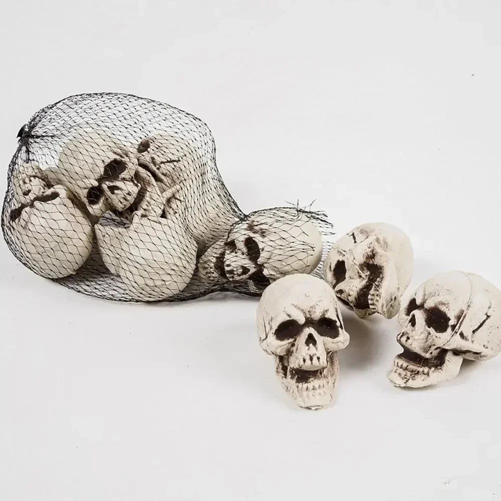 Halloween-miniskelethoveder, 10 stk., uhyggelig pynt til hjem og fest