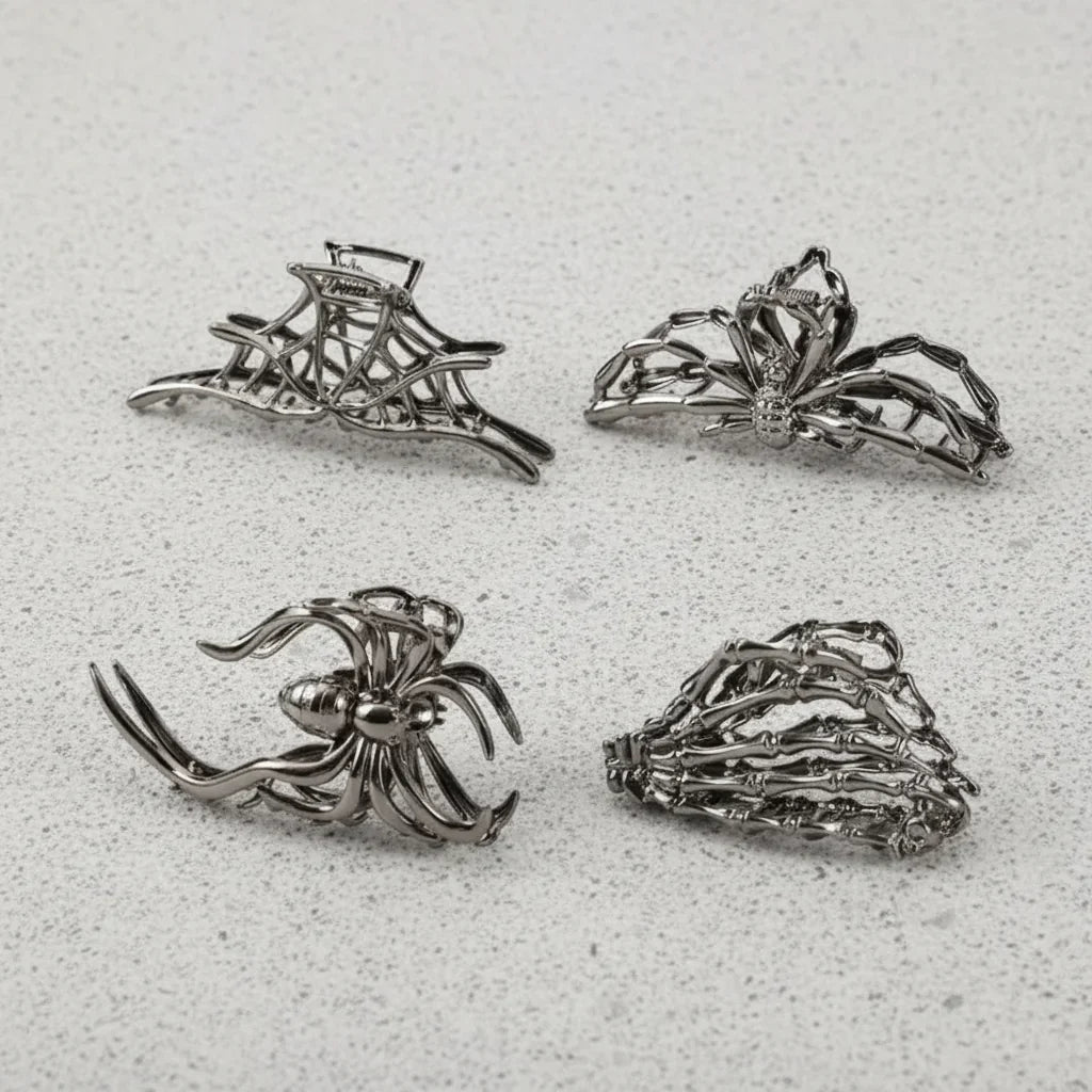 Set Halloween-haarclips met spinnen en vleermuizen voor feestelijke kostuumstyling