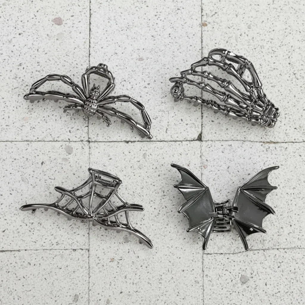 Set Halloween-haarclips met spinnen en vleermuizen voor feestelijke kostuumstyling