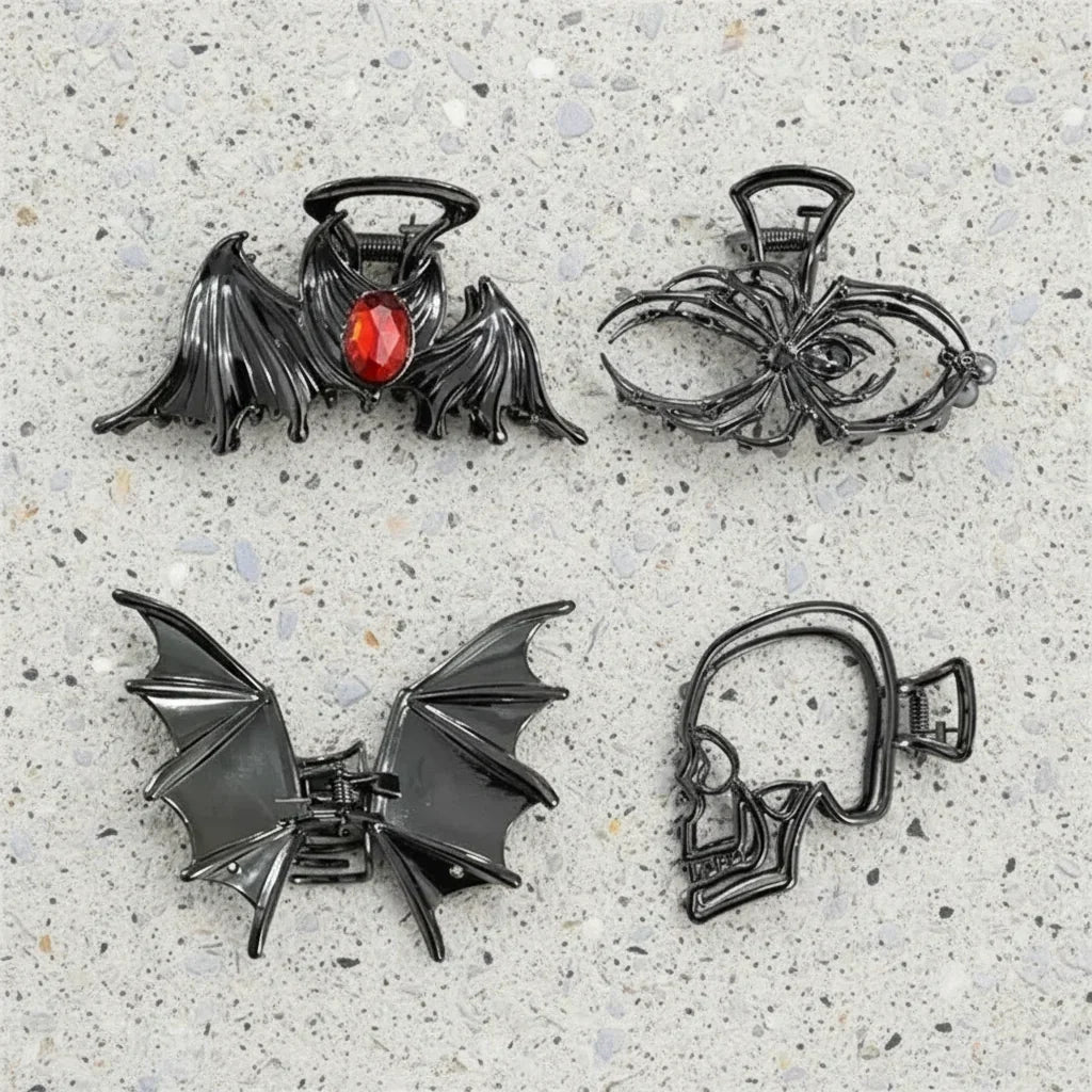 Set Halloween-haarclips met spinnen en vleermuizen voor feestelijke kostuumstyling