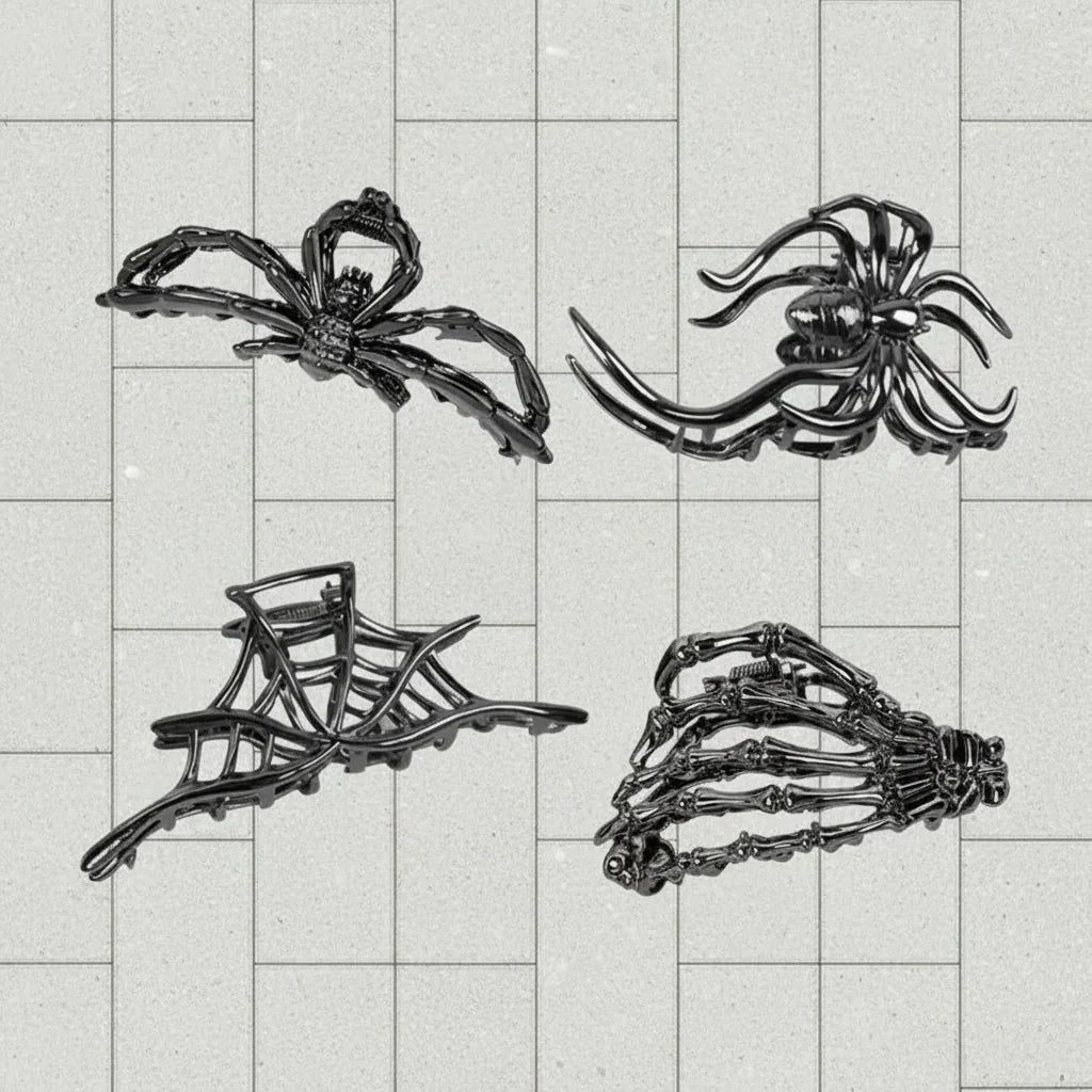 Set Halloween-haarclips met spinnen en vleermuizen voor feestelijke kostuumstyling