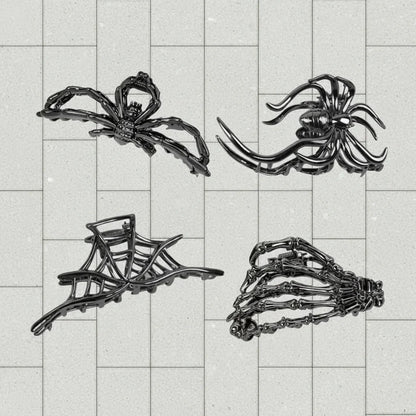 Set Halloween-haarclips met spinnen en vleermuizen voor feestelijke kostuumstyling